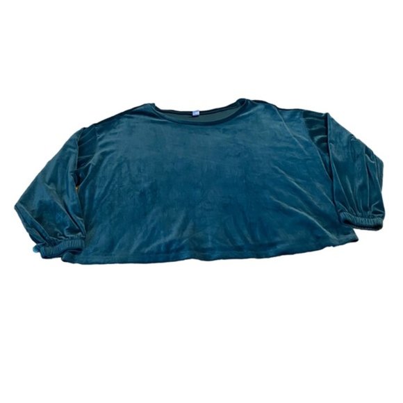 Old Navy Teal Velour Long Sleeve Sweatshirt Size 2X - Picture 5 of 5